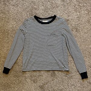 Madewell Black and White Striped Long Sleeve Shirt